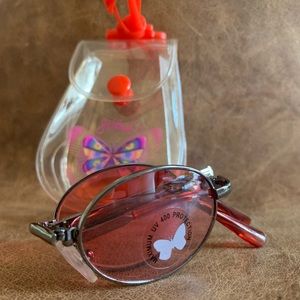 Y2K style folding sunglasses with butterfly pouch